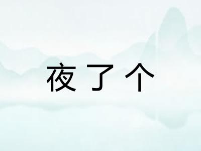 夜了个 夜了个