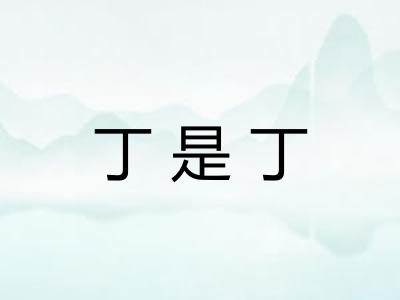 丁是丁 丁是丁
