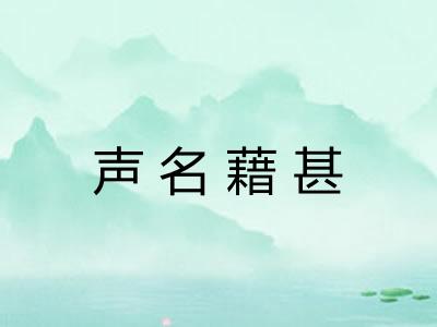 声名藉甚 声名藉甚