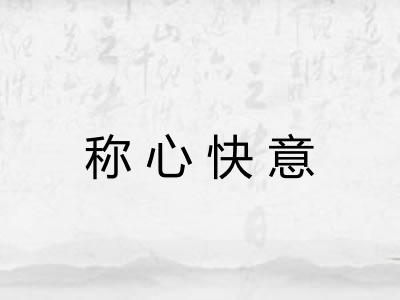 称心快意 称心快意