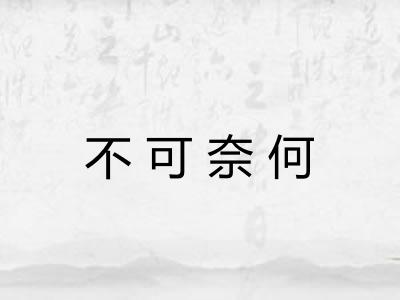 不可奈何 不可奈何