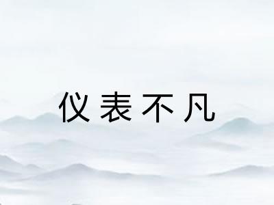 仪表不凡