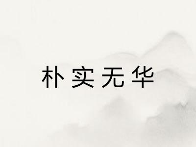 朴实无华 朴实无华