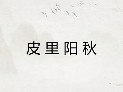 皮里阳秋 皮里阳秋